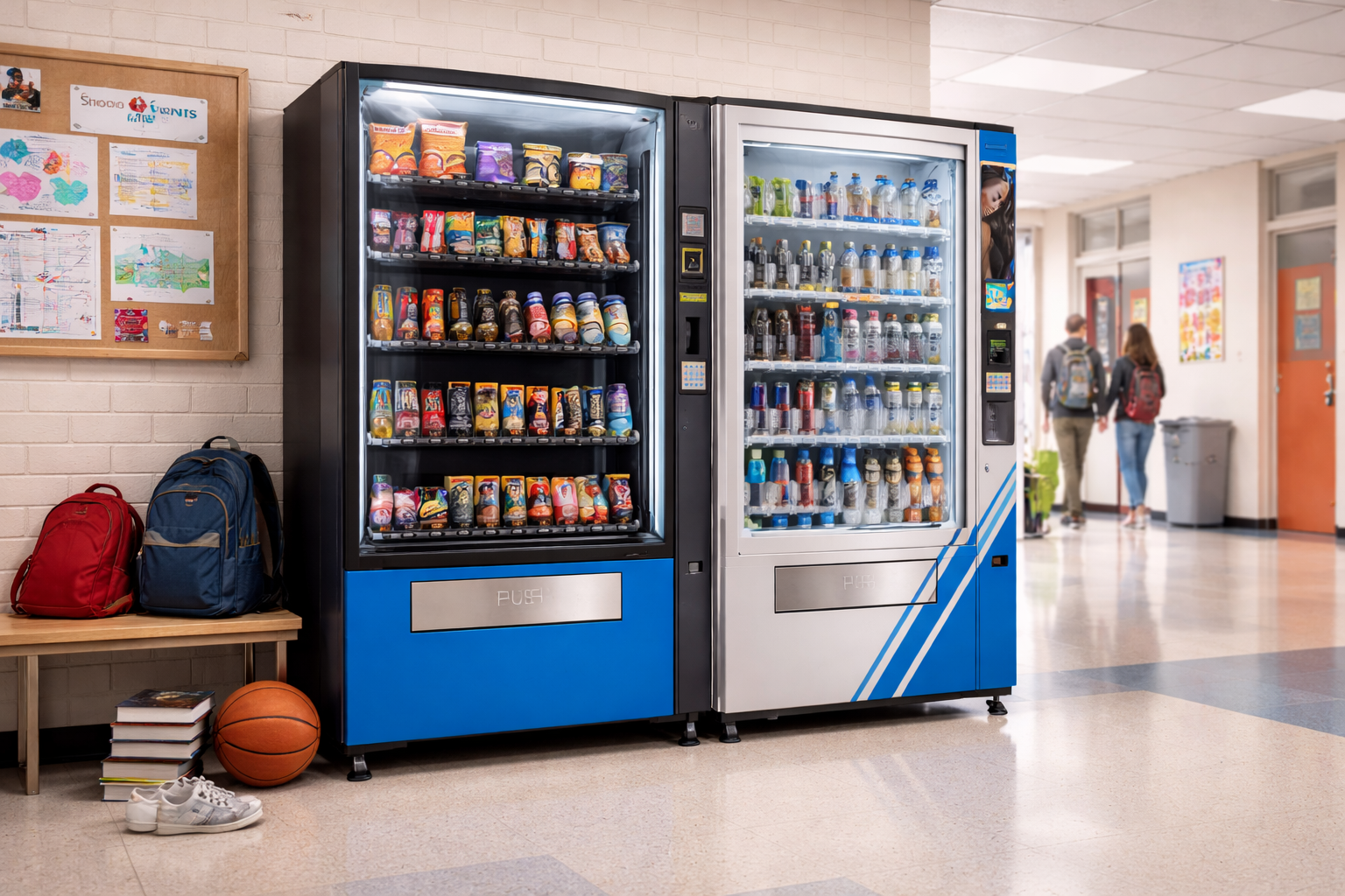 VendSelect vending machines in a school hallway