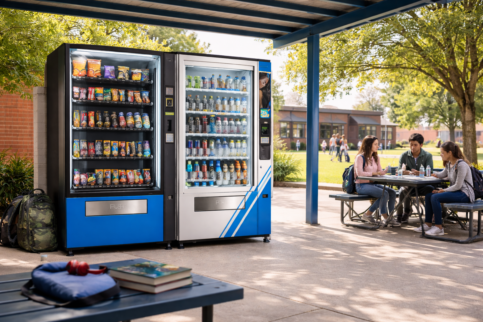 VendSelect vending machines in a school outdoor area